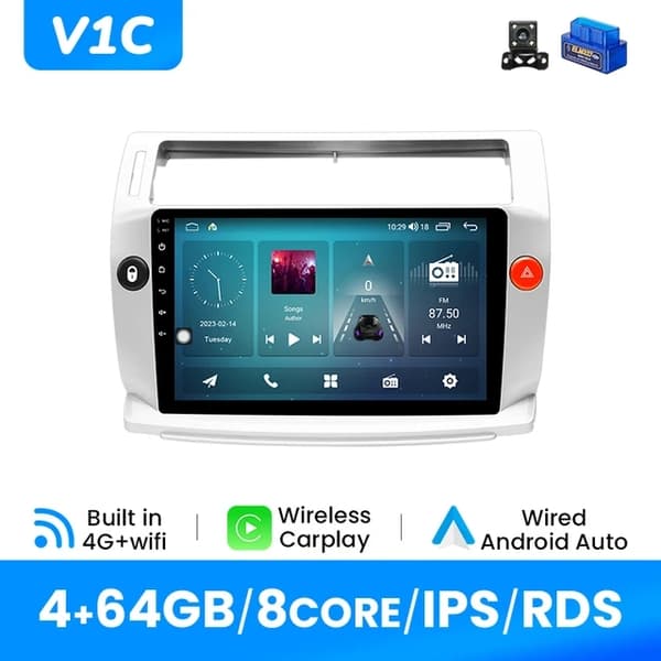 CarPlay Android12, Trådløs Forbindelse, GPS Navigation, V2(6GB 128GB)B