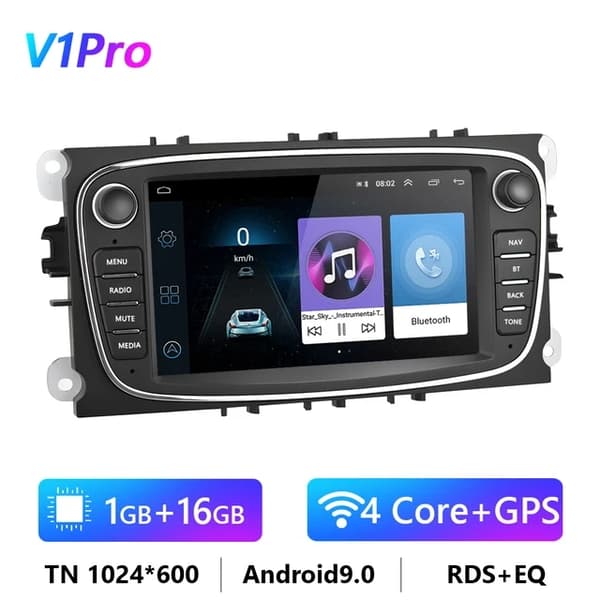 Auton stereo, jaettu näyttö, GPS-navigointi, Valkoinen 8G 128G