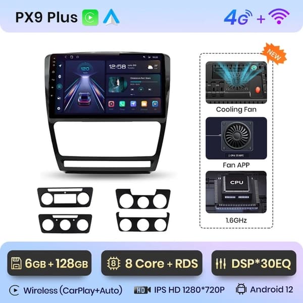 CarPlay-autoradio, langaton yhteys, Android Auto -integrointi, 4G-WIFI 4GB-64GB