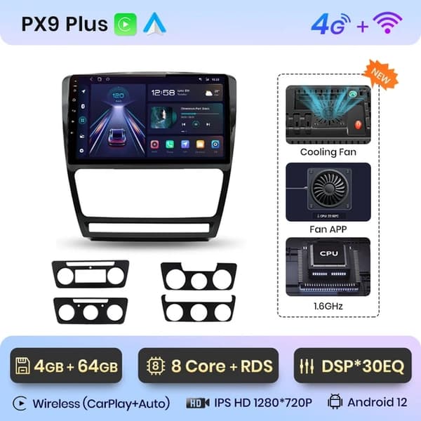 CarPlay-autoradio, langaton yhteys, Android Auto -integrointi, 4G-WIFI 4GB-64GB