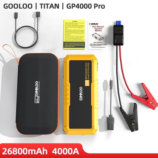 Hyppykäynnistin Power Bank, 4000A huippuvirta, 26800mAh kapasiteetti, GP4000 PRO