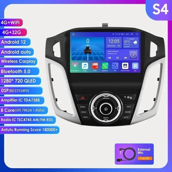 Bilradio, Android 12, Carplay, S7 AHDC2 AI