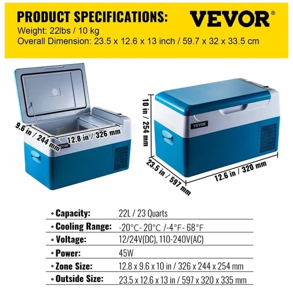 Auton jääkaappi, kannettava kompressori, 12/24V 110-220V, 50L, EU