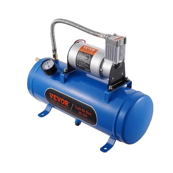 VEVOR 12V luftkompressor, Tankkapacitet på 16 gallon/6 liter, Maksimalt tryk på 120 psi.