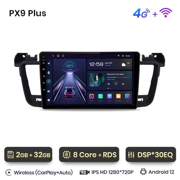 Carplay-autoradio, langaton Carplay, monimedia GPS-navigointi, WIFI 2GB-32GB A-1