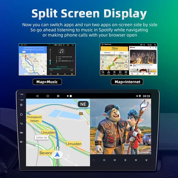 Auton radio, 4G WiFi-yhteys, Carplay-yhteensopivuus, 4Core 16G Carplay