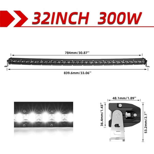 LED-ljusramp, super tunn design, offroad-kombinationsfunktion, 6 D 38 tum 180W