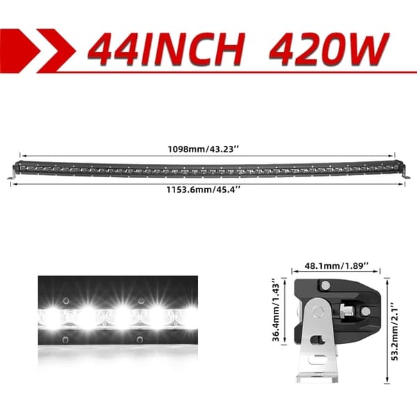 LED-ljusramp, super tunn design, offroad-kombinationsfunktion, 6 D 38 tum 180W