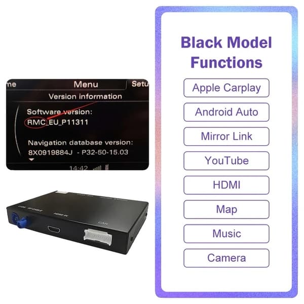 Langaton Carplay, Android Auto -tuki, Takakamera-soitin, Q3 RMC