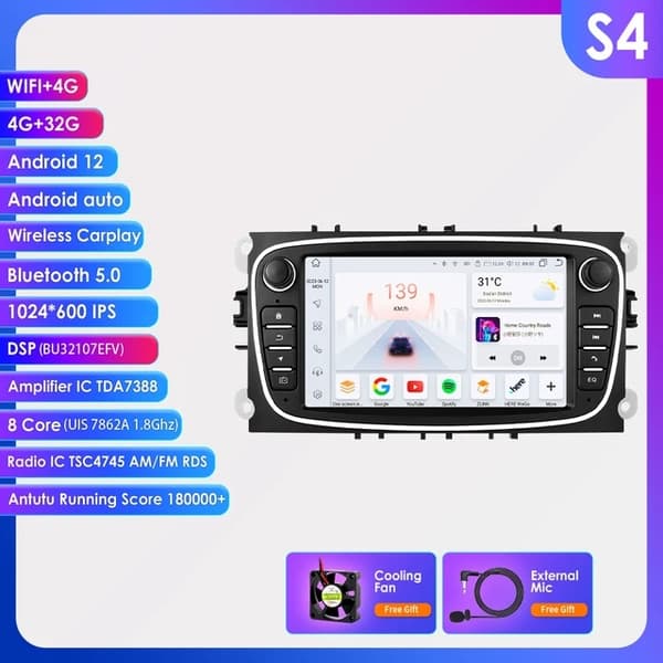 Bil Android Radio, CarPlay-kompatibilitet, GPS-navigation, S6-6G 64G-8kärnig-4GS