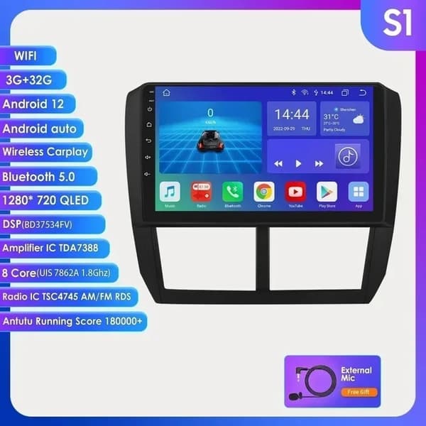 Autosoitin, Android 12, Carplay-integrointi, GPS-navigointi, S7 AHDC1