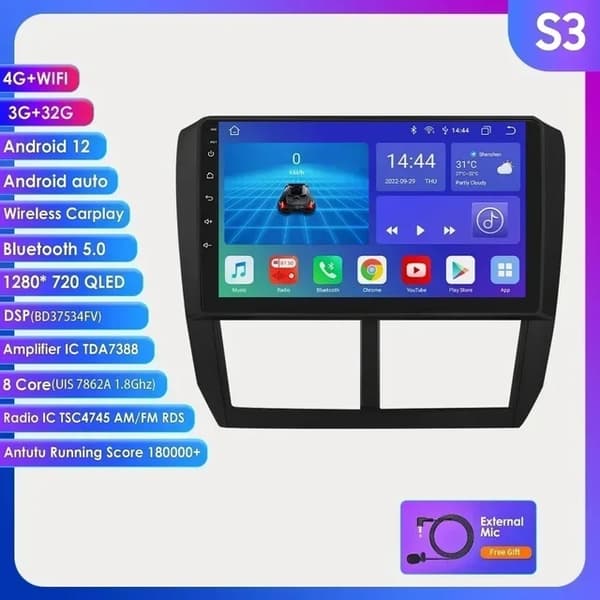 Autosoitin, Android 12, Carplay-integrointi, GPS-navigointi, S7 AHDC1