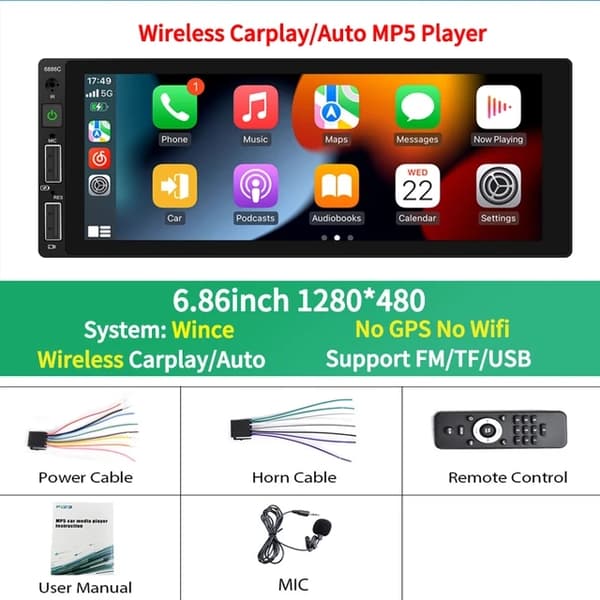 Bil Stereo, Android Auto, GPS, 2G 64G Carplay