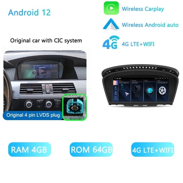 CarPlay Android Auto GPS-navigointi, 88 monitoiminäyttö, BMW 5/3-sarjan yhteensopivuus., CCC