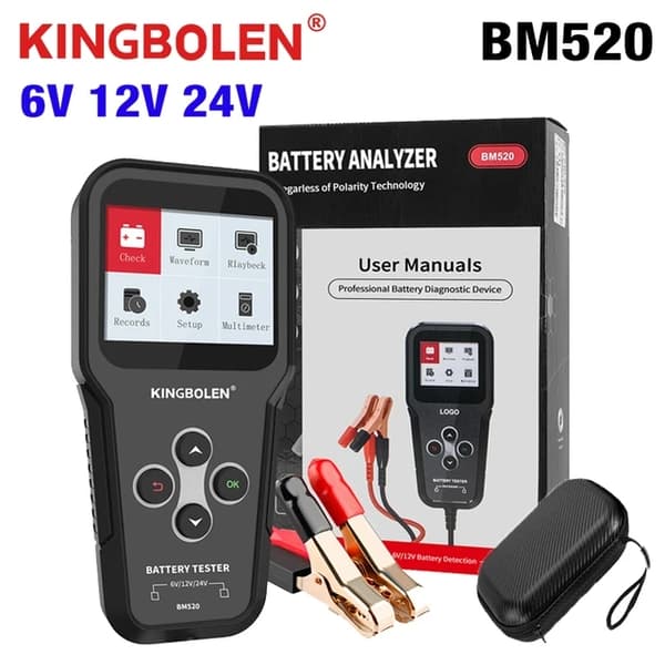 Bilbatteri Tester, Professionel Kvalitet, Multi-Spændings Kompatibilitet, KINGBOLEN BM520