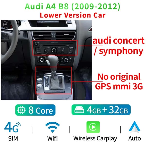 Bil hovedenhed, Android radio, GPS navigation, 09-12 HIGH 4-32GB, Otte Kerne
