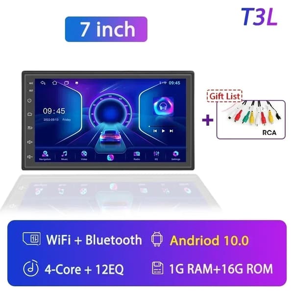 Autosoitin Android 12, 2 Din, Yhteensopiva kaikkien kanssa, T10-2(1)