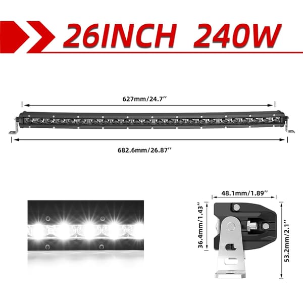 LED-lysbar, 150W høj effekt, spot og oversvømmelses kombination, Buet 38 tommer 360W