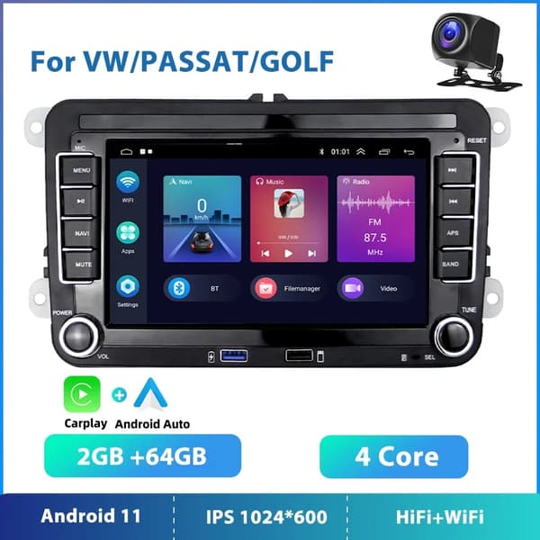 Auton multimedia-soitin, AI-ääniohjaus, Android-järjestelmä, 2 64G Carplay HiFi