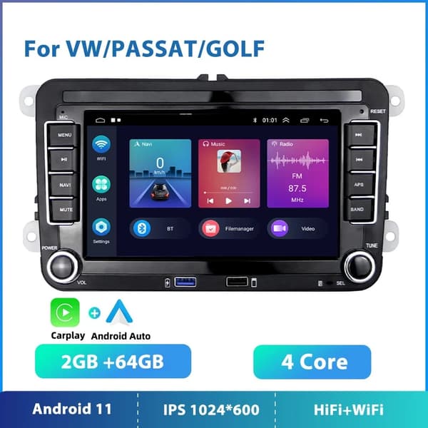 Auton multimedia-soitin, AI-ääniohjaus, Android-järjestelmä, 2 64G Carplay HiFi