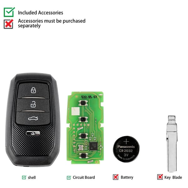 Toyota Smart Key, understøtter 4D 8A 4A, 5 stk./pakke
