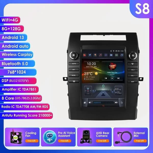 Android 13 Autoradio, 9.7 tuuman näyttö, 8-ydinprosessori,S8 AHD2 AI