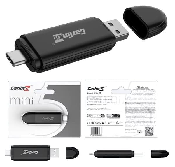 CarlinKit Mini SE Apple CarPlay trådlös USB-adapter för IHR Auto