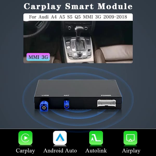 Trådlös CarPlay-konverteringslåda, för Audi A4/A5/S4/S5/Q5 MMI 2G/3G, CarPlay, Android Auto,För Audi MMI 3G
