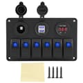Miniatyrbillede 2 af 2: 6 Gang Rocker Switch Panel, Dual USB Port, Voltmeter, Cigaretterlighter Socket,A