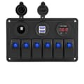Miniatyrbillede 1 af 2: 6 Gang Rocker Switch Panel, Dual USB Port, Voltmeter, Cigaretterlighter Socket,A