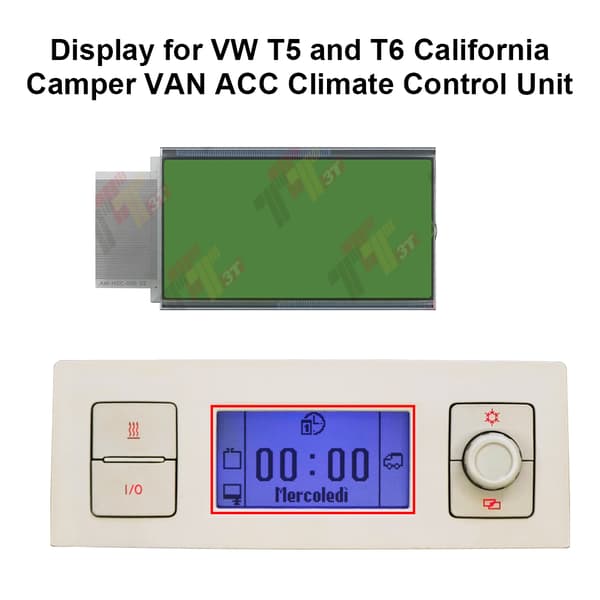 Skærm til T5 og T6 California Camper, Skærmstørrelse 86,5 mm x 51,5 mm, OEM-nummer 7E7906453C