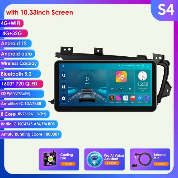 Carplay til Kia K5 Optima, Android 12, GPS-navigation, 1033 tommer S4 AI
