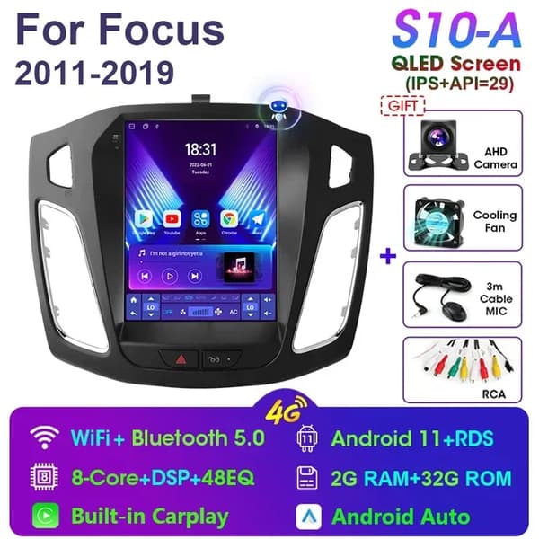 Bil Stereo Radio, Android 11, Navigation GPS, S10-A-Kamera