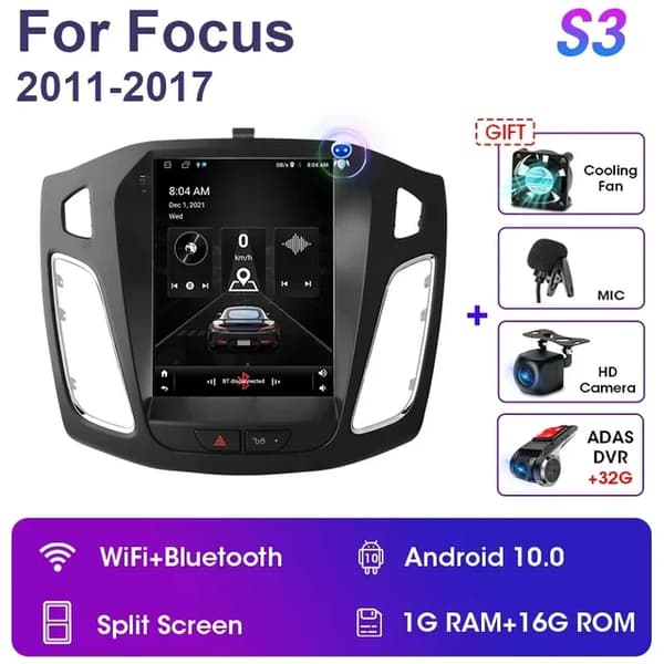 Bil Stereo Radio, Android 11, Navigation GPS, S3-ADAS DVR