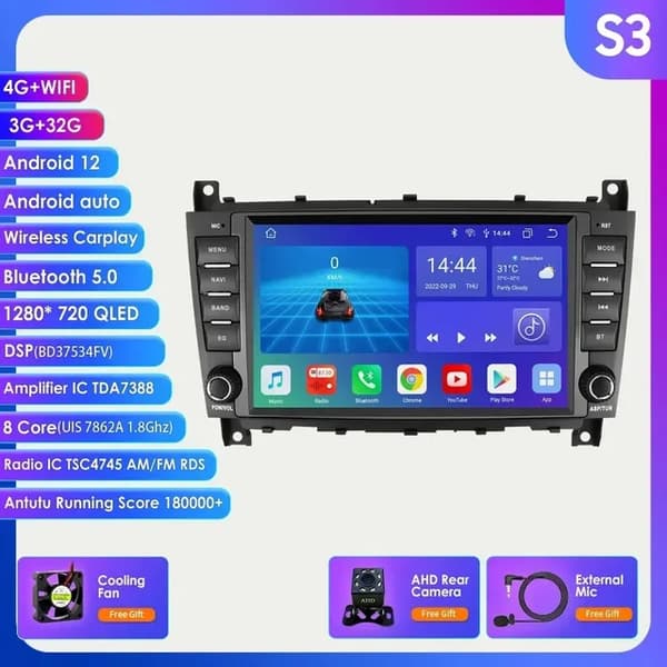 Android Carplay, 8 tommer skærm, 4G forbindelse, S3 (3G 32G) AHDC1