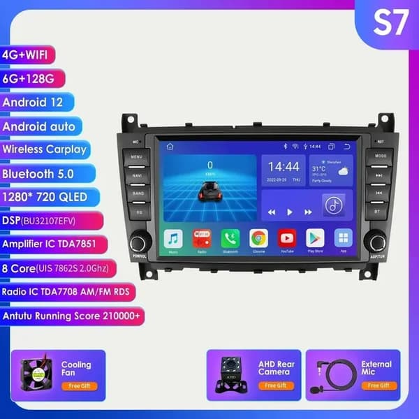 Android Carplay, 8 tommer skærm, 4G forbindelse, S7 (6G 128G) AHDC1