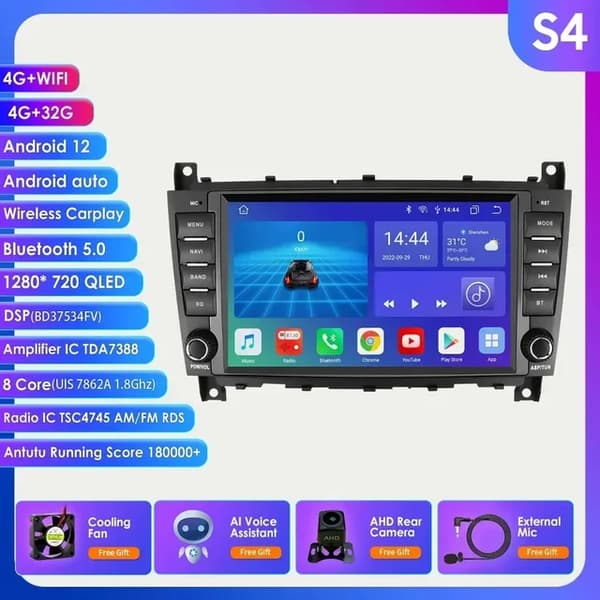 Android Carplay, 8 tommer skærm, 4G forbindelse, S4 (4G 32G) AI AHDC2