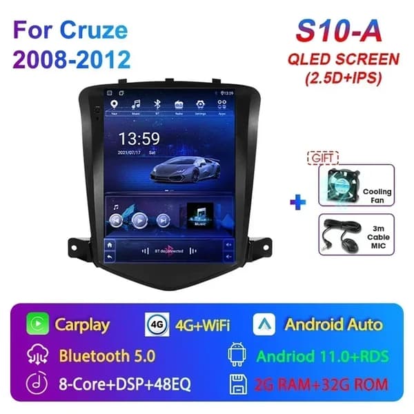 Bil Stereo Radio, Android 12 Navigation, Multimedia Videoafspiller, S10-A-MIC