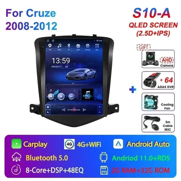 Bil Stereo Radio, Android 12 Navigation, Multimedia Videoafspiller, S10-A-kamera-ADAS64G