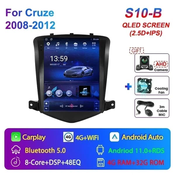 Bilstereo-radio, Android 12 Navigation, Multimedia Video-spelare, S10-B-MIC-kamera