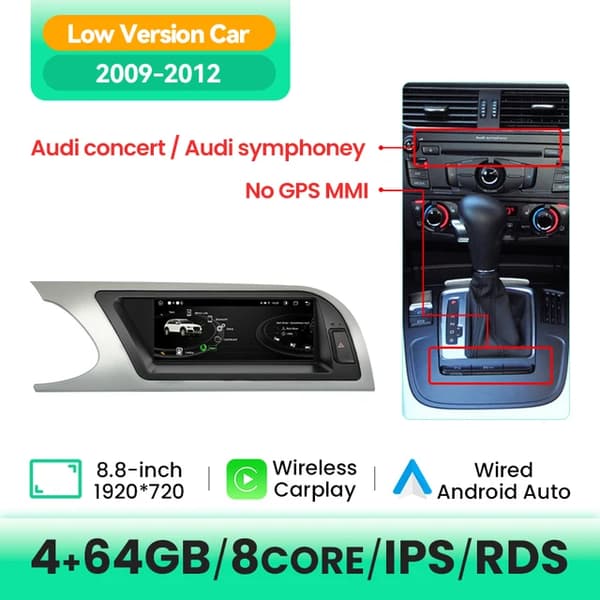 Carplay-spelare, Trådlös anslutning, Ai-röstkontroll, LÅG 4-64GB 09-12
