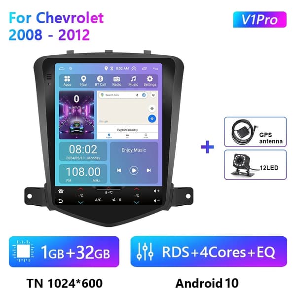 Podofo Car Multimedia Player, 9,7-tommer Touch Screen, Indbygget GPS Navigation,1-32G Kamera