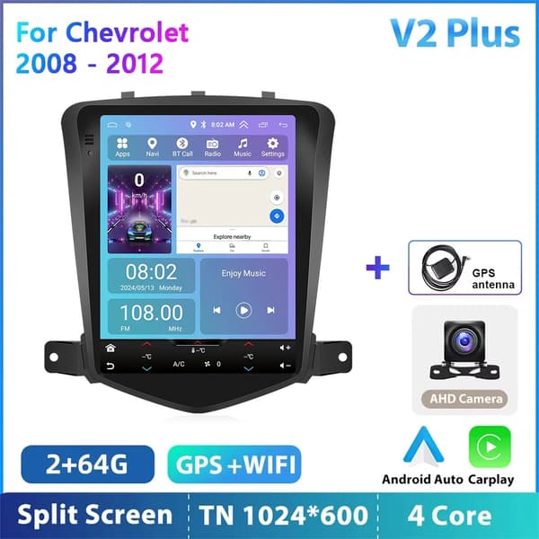 Podofo Car Multimedia Player, 9,7-tommer Touch Screen, Indbygget GPS Navigation