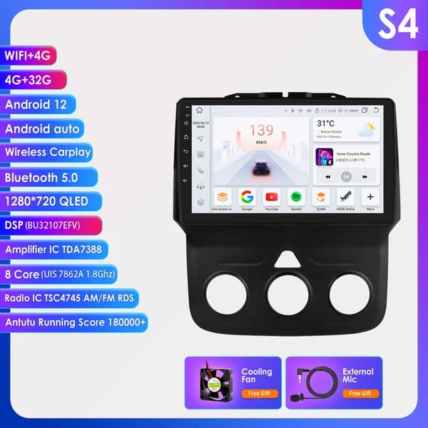Android-autoradio, 9 tuuman kosketusnäyttö, Carplay-integrointi, S4-4G 32G-8cores-4G