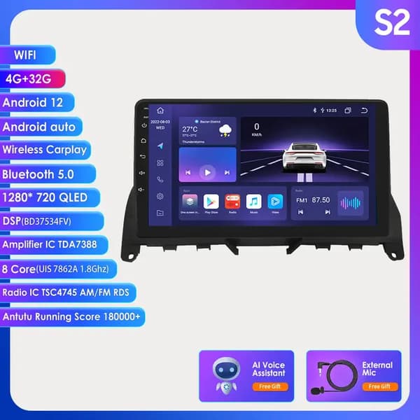 Bil Multimedia, Android 12, Carplay Integration, S2 AI