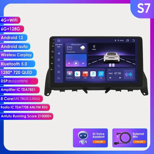 Bil Multimedia, Android 12, Carplay Integration, S7 AI