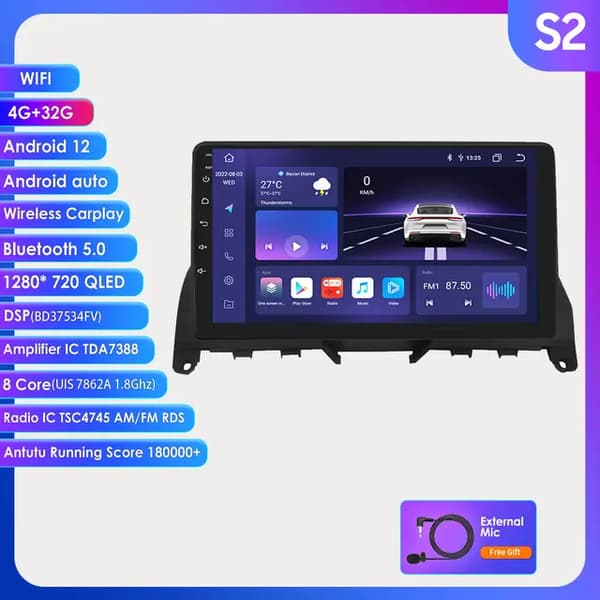 Bil Multimedia, Android 12, Carplay Integration, S2