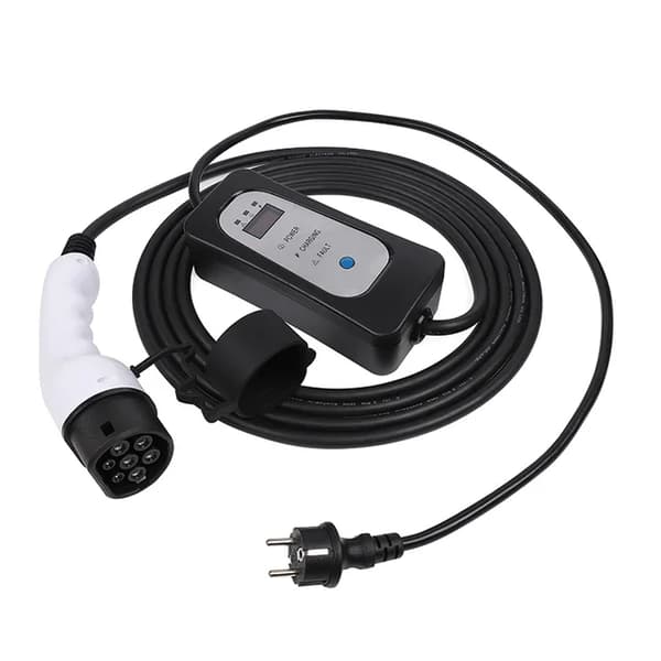 Elektrisk biloplader, Mobil opladningsstation, Schuko-stik, 5 meter Type 2