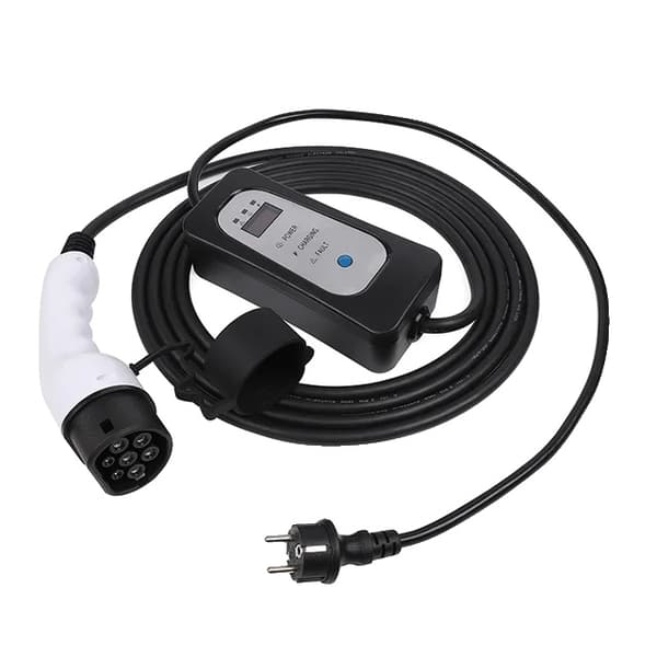 Elektrisk biloplader, Mobil opladningsstation, Schuko-stik, 5 meter Type 2