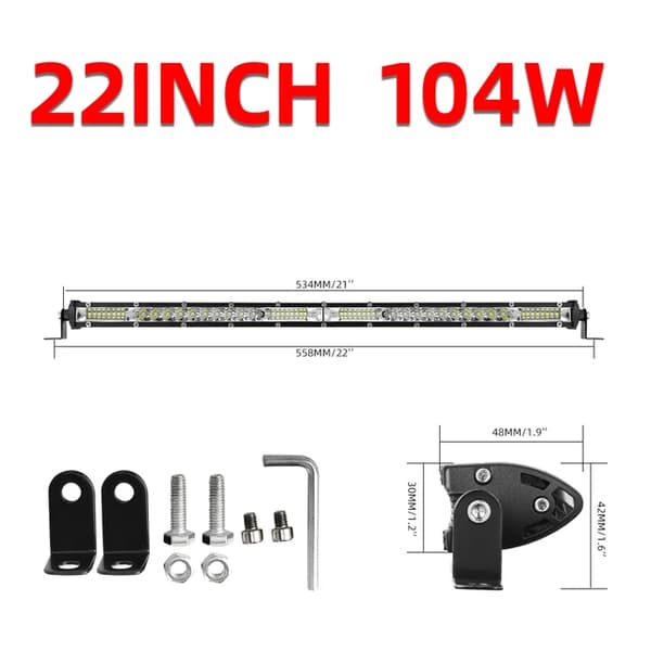 Offroad LED-ljusramp, vattentät, 4X4 ATV-fordon, 22 tum 104W
